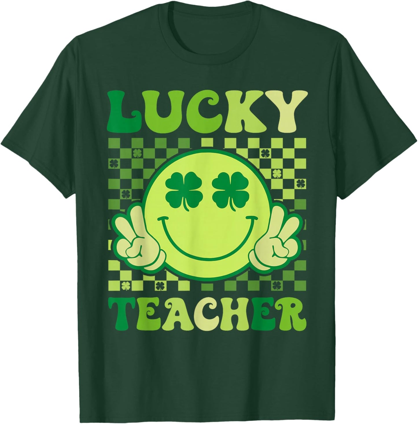 Groovy St Patricks Day Lucky Teacher Saint Paddys Men Women T-Shirt - T-Shirt | Forest