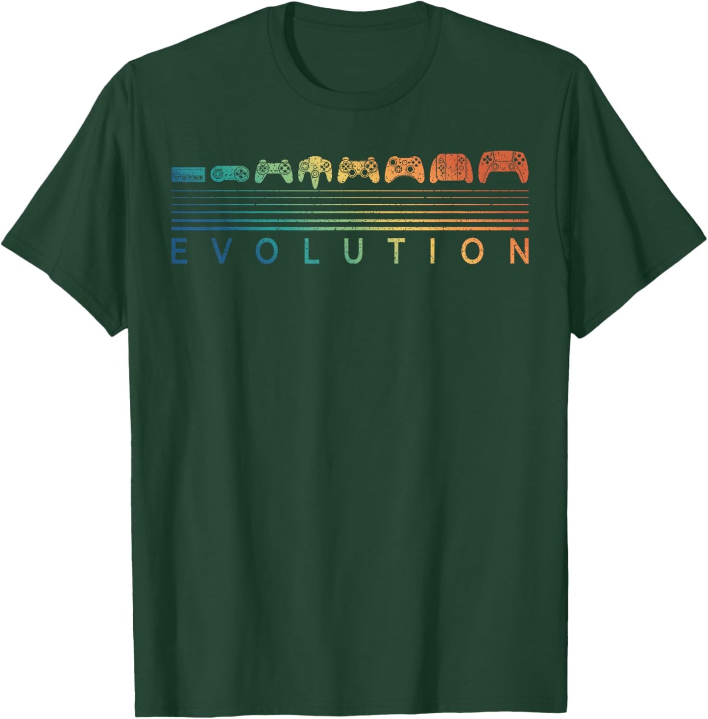 Video Game Controller Evolution Gamer 80s 90s Retro Gaming T-Shirt - T-Shirt | Forest