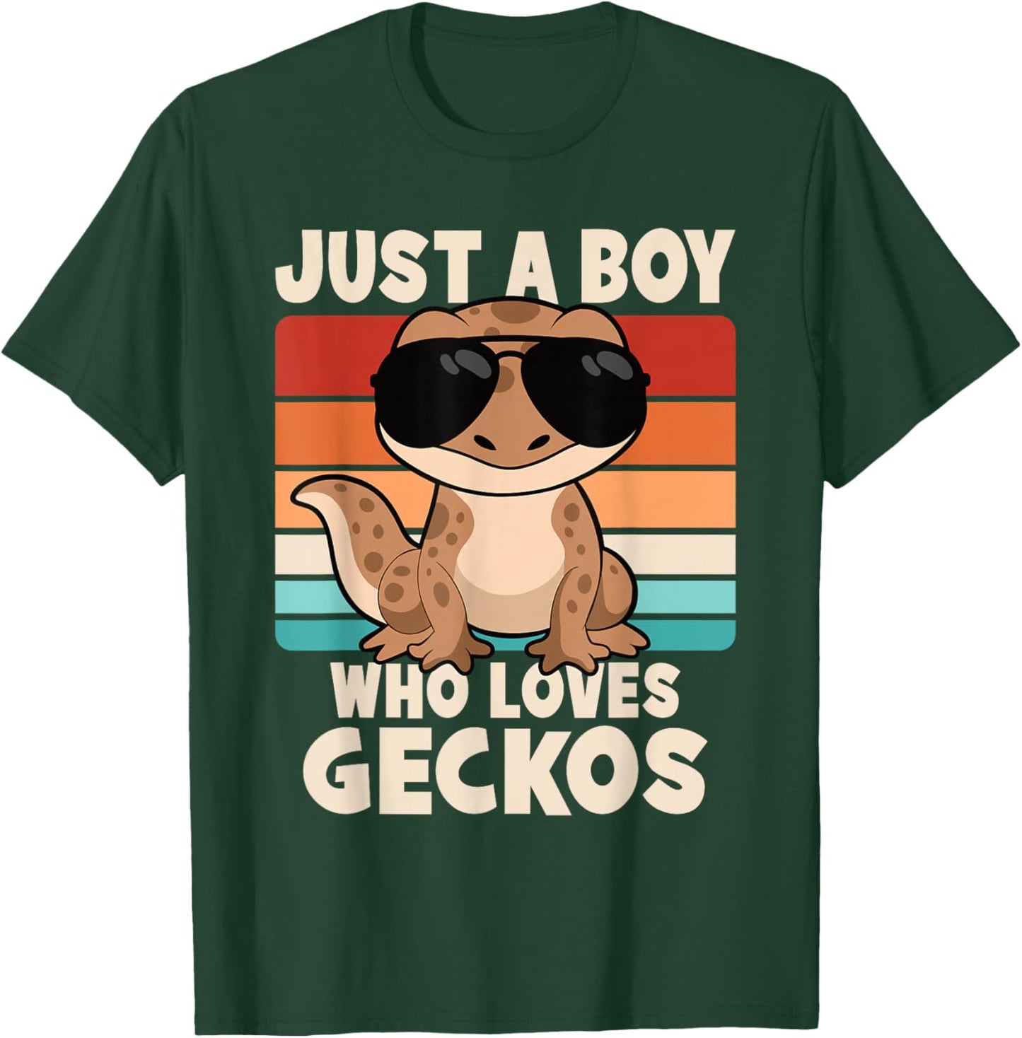 Just A Boy Who Loves Geckos Funny Leopard Gecko Lizard Kids T-Shirt - T-Shirt | Forest