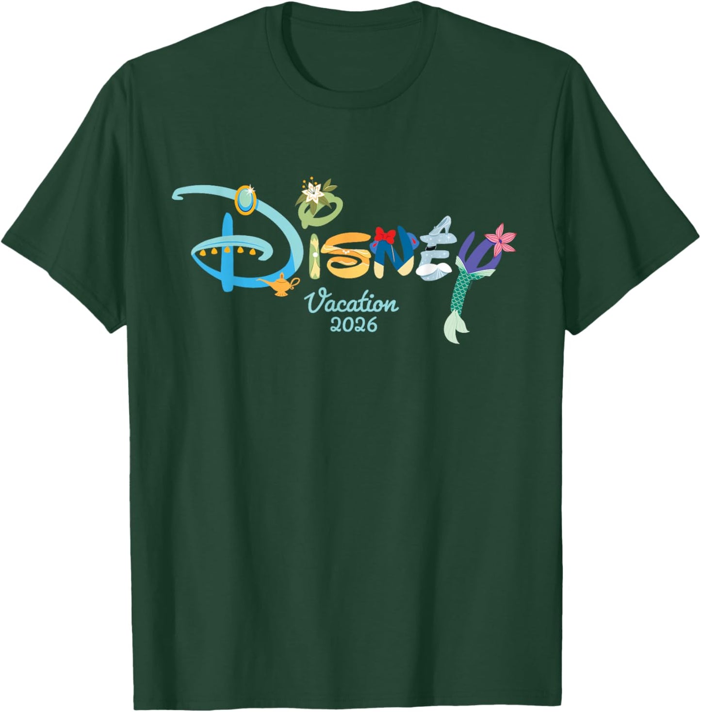 Disney Princess Letters Logo Matching Disney Vacation 2026 T-Shirt - T-Shirt | Forest