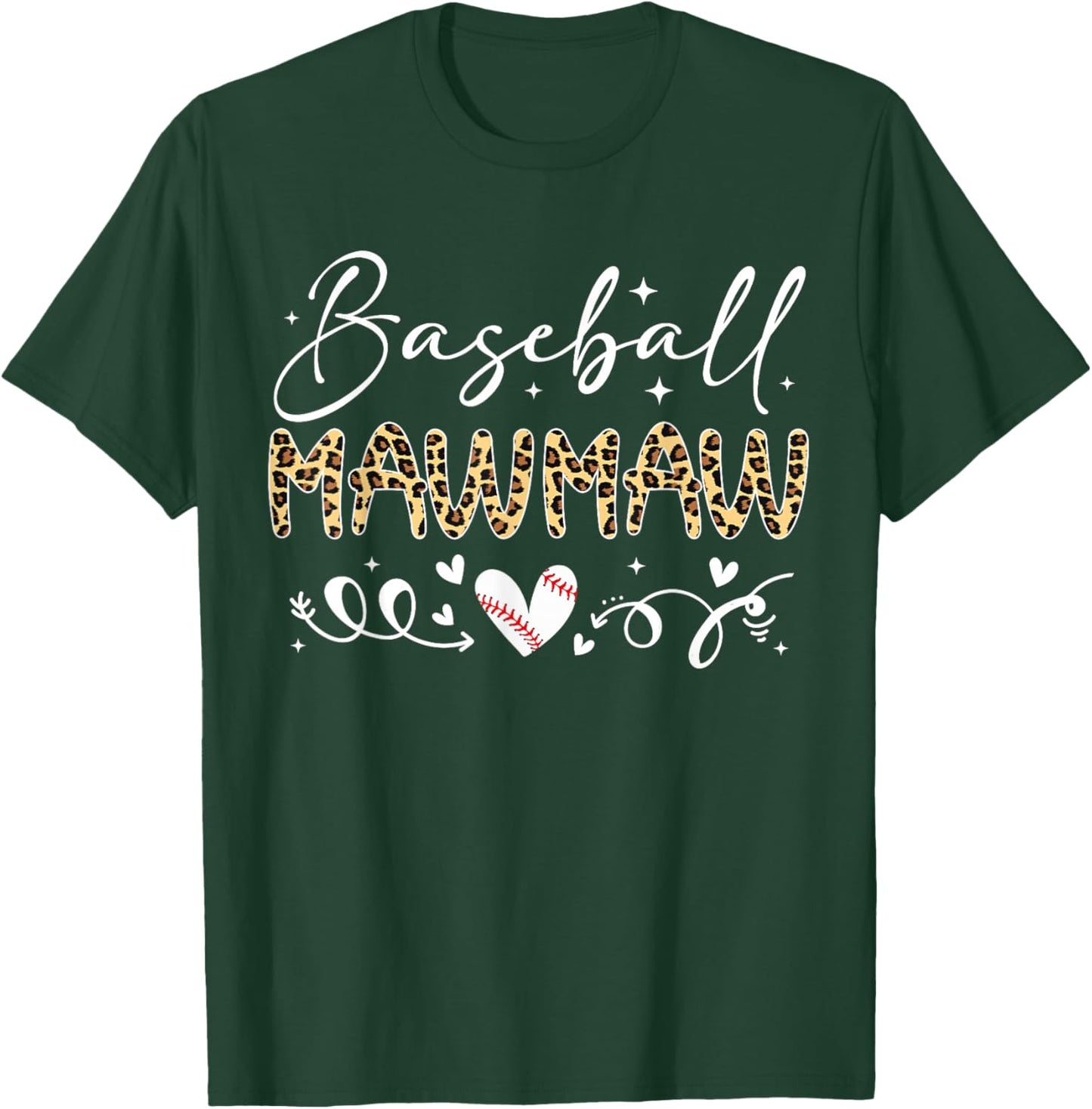 Baseball Mawmaw Leopard Baseball Heart T-Shirt - T-Shirt | Forest