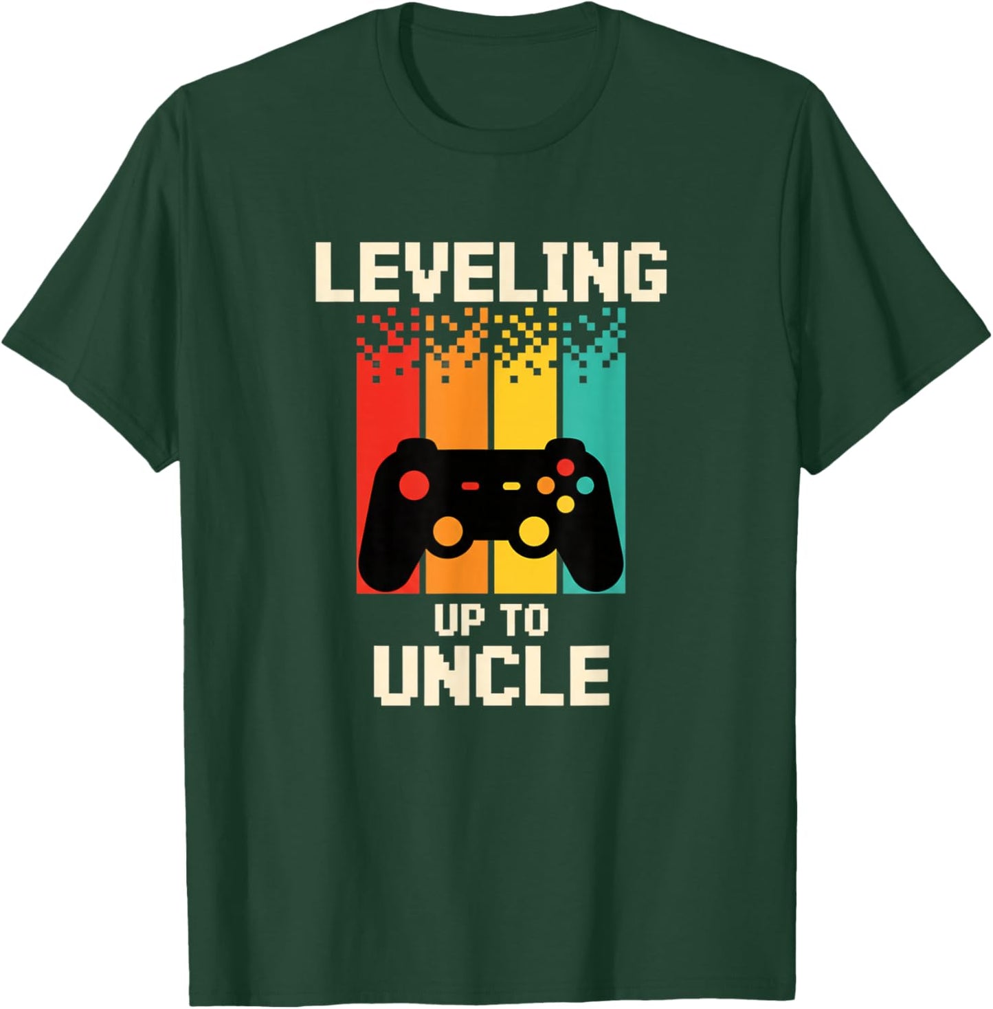 Leveling Up to Uncle Kids Gaming Controller Retro Kid T-Shirt - T-Shirt | Forest