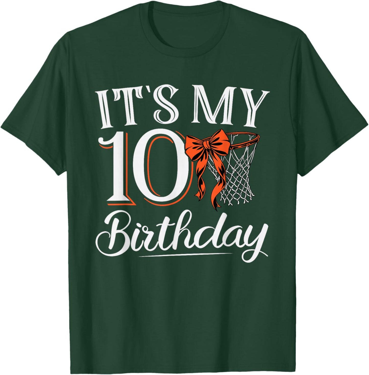 Orange Coquette Basketball It's My 10 Years Girl Bday Party T-Shirt - T-Shirt | Forest