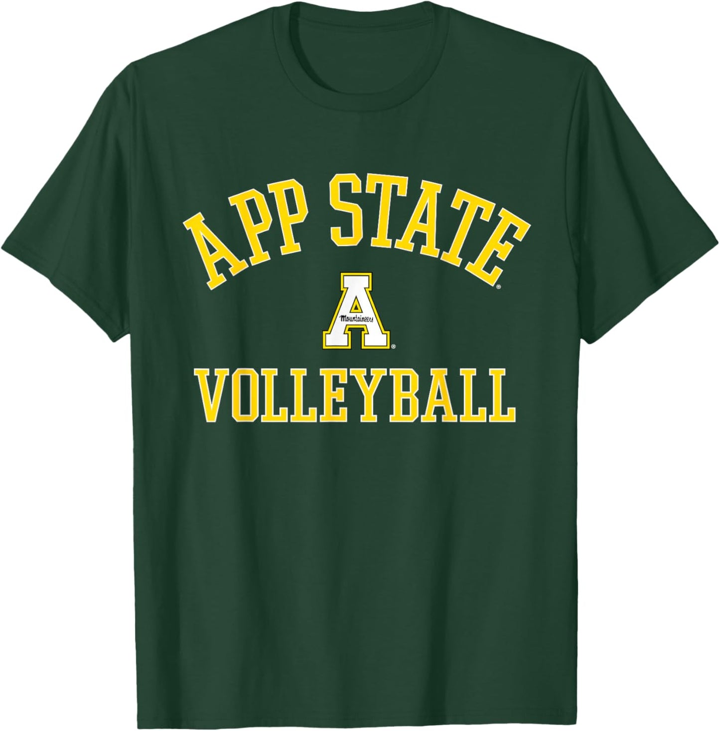 App State Mountaineers Arch Over Volleyball - App State T-Shirt - T-Shirt | Forest