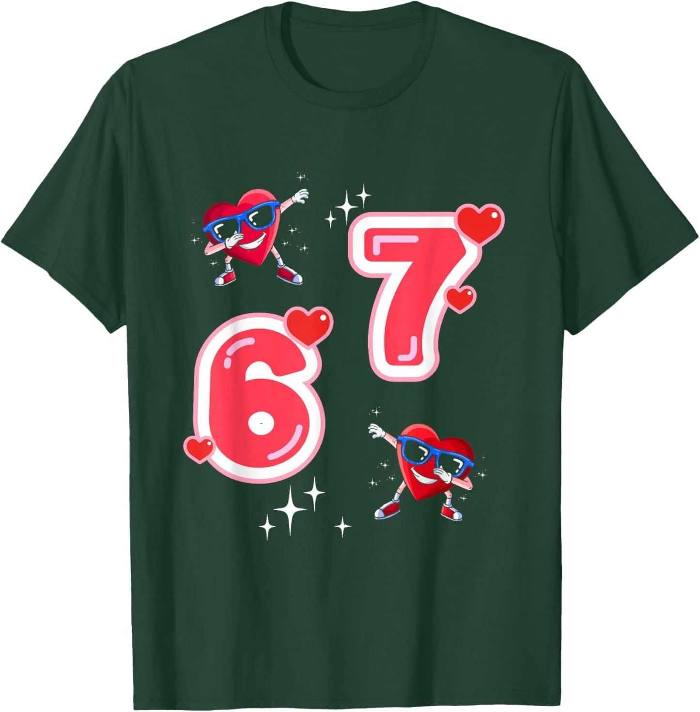 67 Valentines Shirt 67 Hearts Dabbing Valentine Six Seven T-Shirt - T-Shirt | Forest