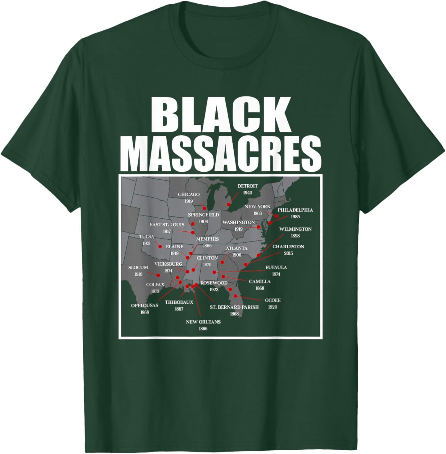 African American History Awareness Map Afro Women Men T-Shirt - T-Shirt | Forest