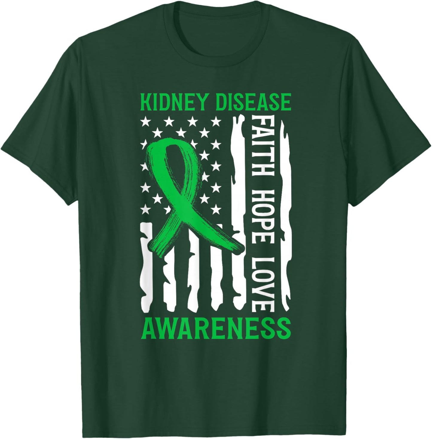 Kidney Disease Awareness US Flag Kidney Disease Survivor T-Shirt - T-Shirt | Forest