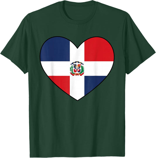 Dominican Republic Flag Patriotic Heart Men Women Kids T-Shirt - T-Shirt | Forest