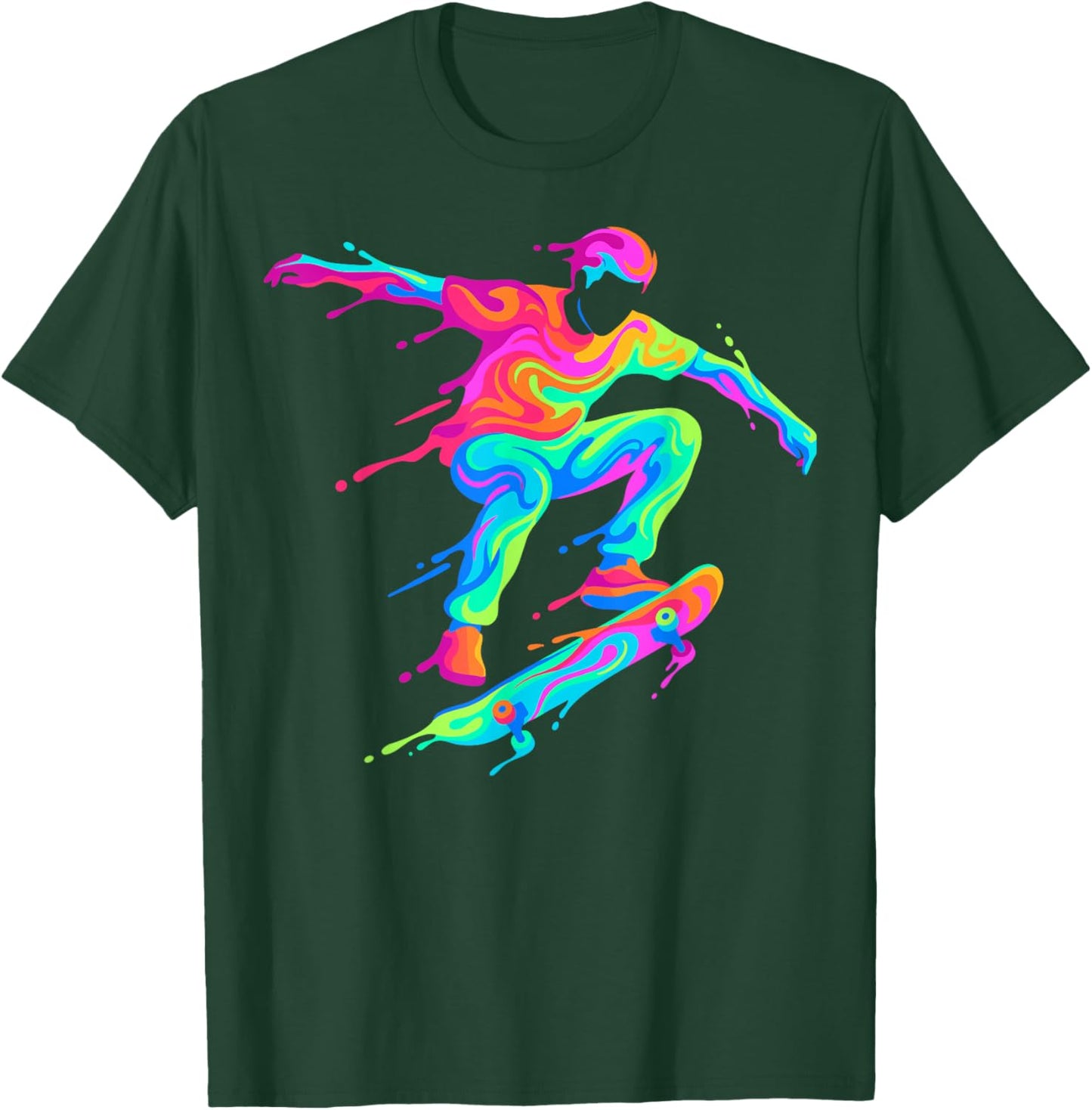 Cool Skater Skateboard Player Skateboarding Men Kids Boys T-Shirt - T-Shirt | Forest