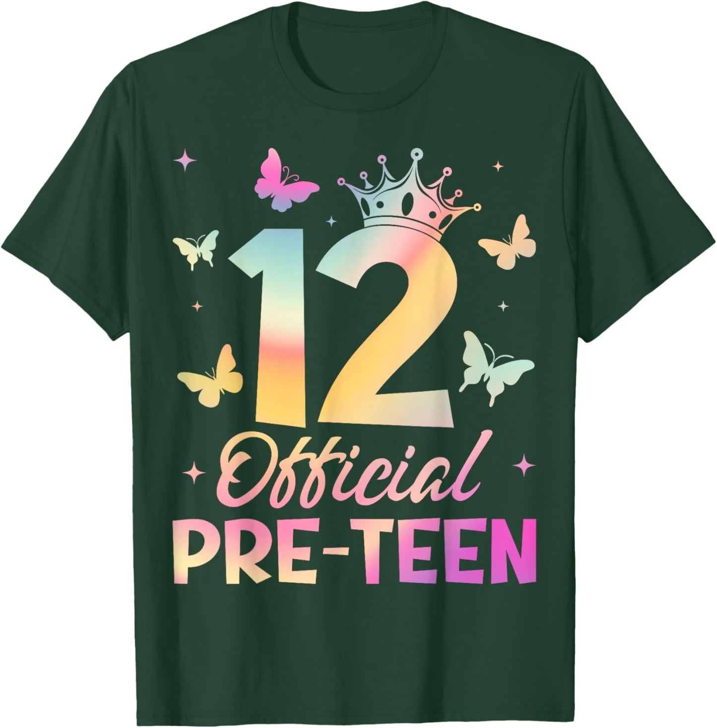 Crown 12th Birthday Party 12 Official Pre-Teen Birthday Girl T-Shirt - T-Shirt | Forest