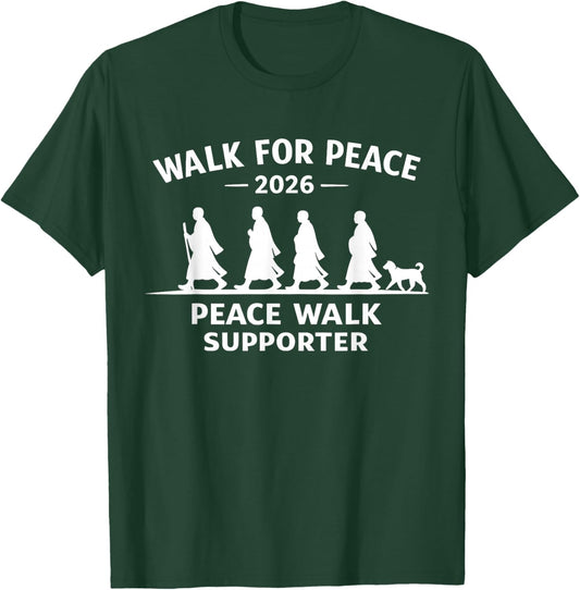 Walk for Peace 2026 Squad Supporter Monks Dog Silhouette T-Shirt - T-Shirt | Forest