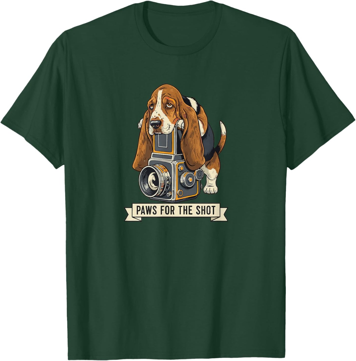 Cute Basset Hound Photography Paws for The Shot Pun Photo T-Shirt - T-Shirt | Forest