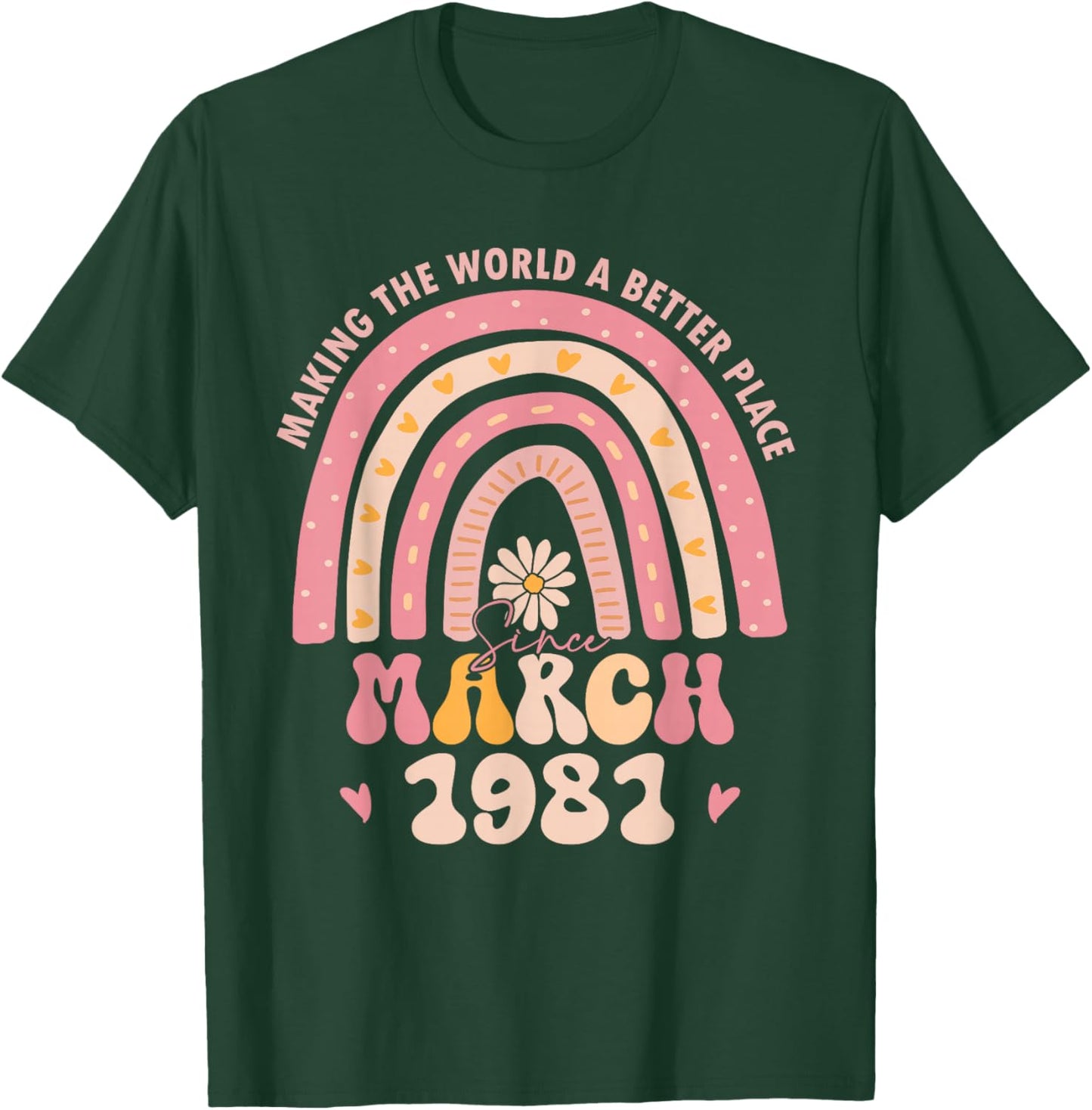 Turning 45 Retro March 1981 45th Birthday for Girl Women T-Shirt - T-Shirt | Forest