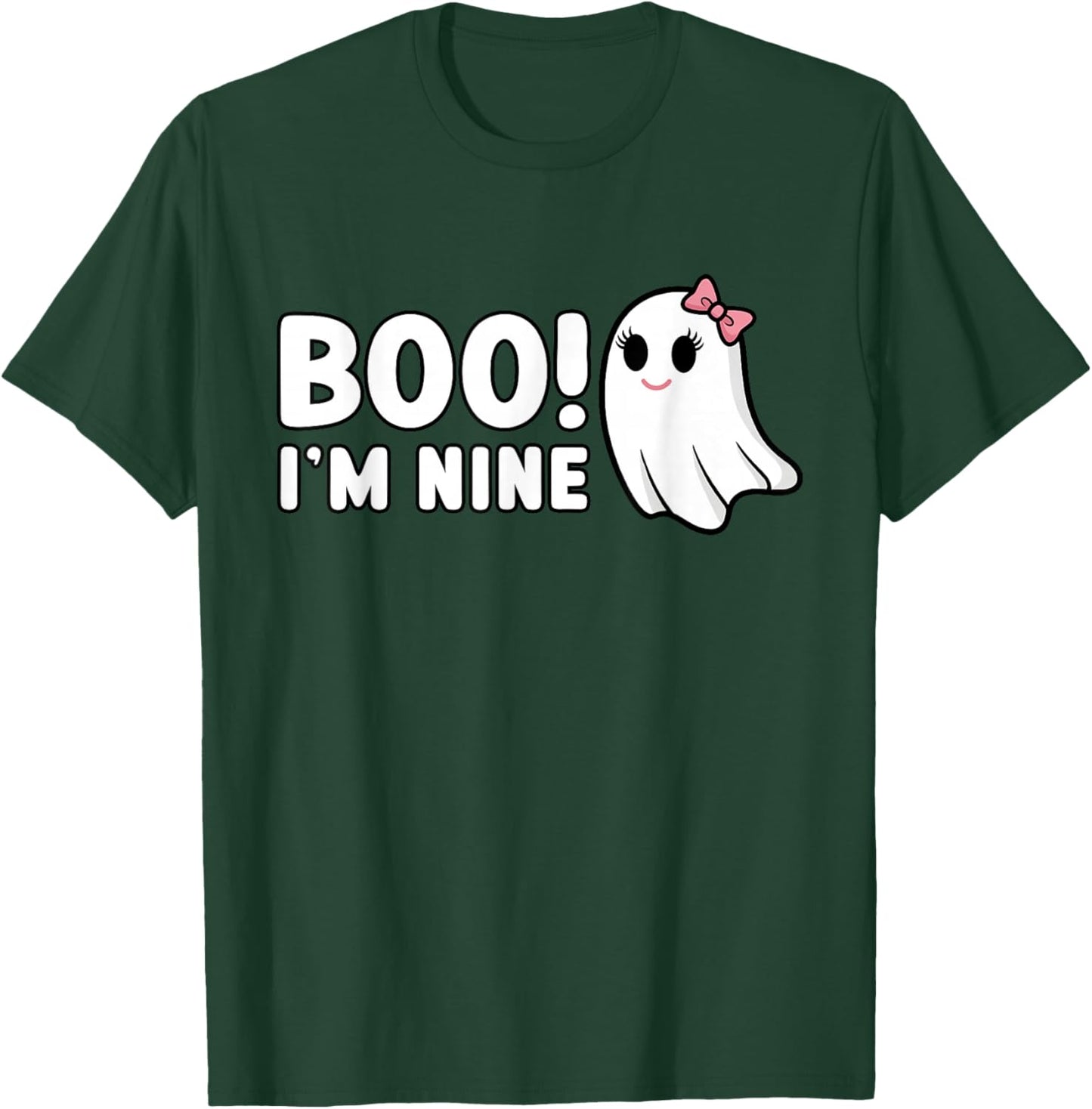 Boo Im Nine Cute 9 Year Old Girl Ghost Halloween Birthday T-Shirt - T-Shirt | Forest