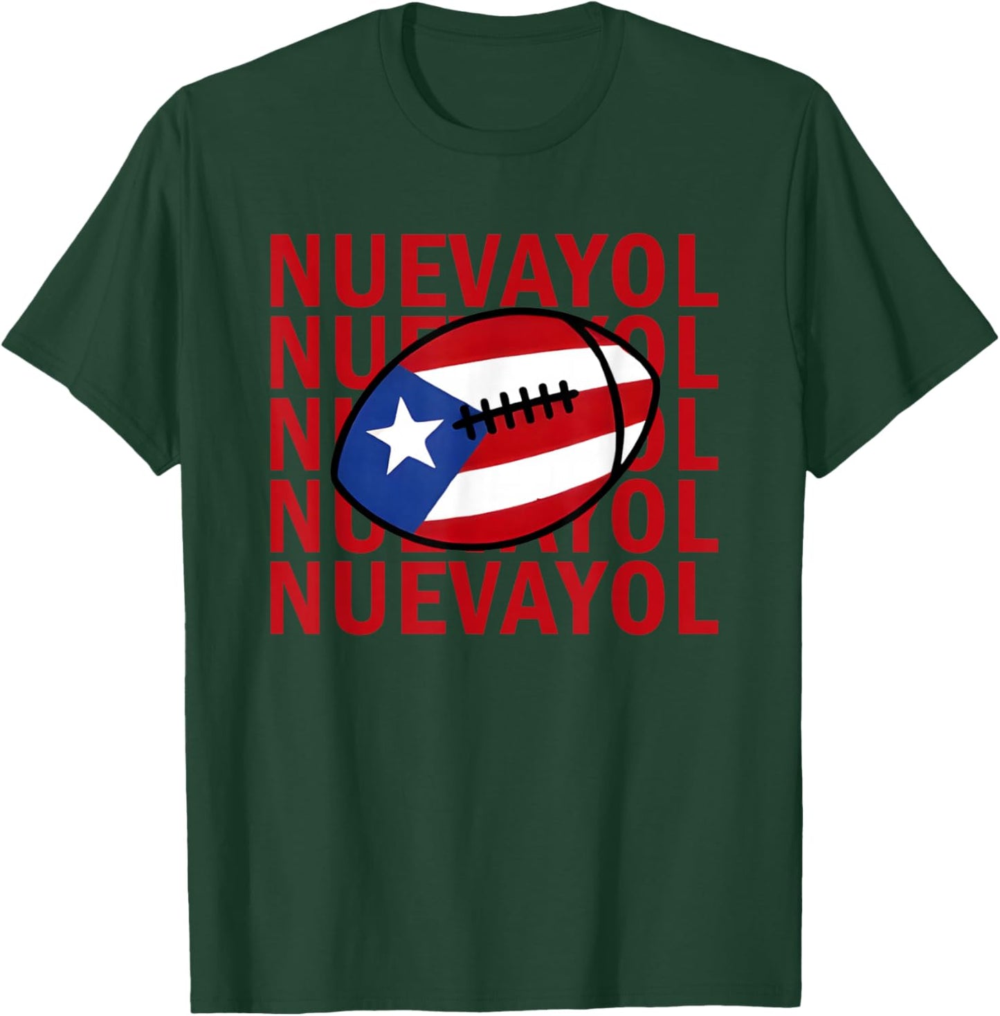 NUEVAYOL Puerto Rican Football Flag Pride Graphic Design T-Shirt - T-Shirt | Forest