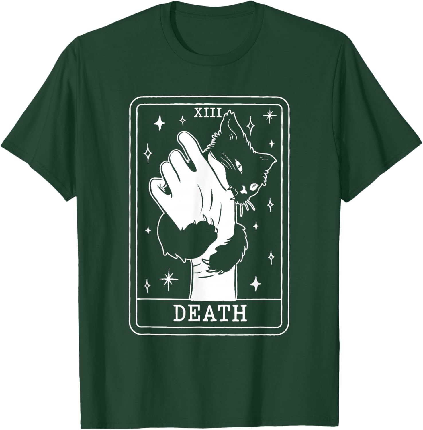 Black Cat Tarot Death Halloween Witchy Cat Lover Men Women T-Shirt - T-Shirt | Forest