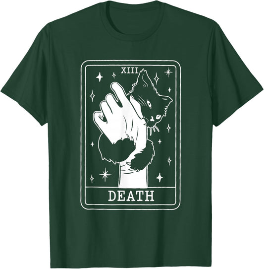 Black Cat Tarot Death Halloween Witchy Cat Lover Men Women T-Shirt - T-Shirt | Forest