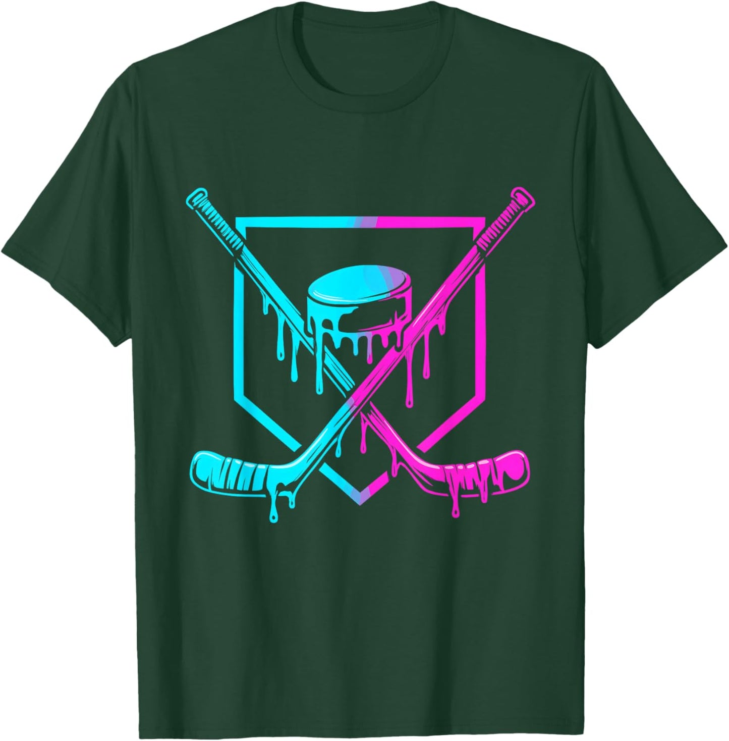 Hockey Drip for Boys Ice Cream Drip Youth Boys Hockey Kids T-Shirt - T-Shirt | Forest