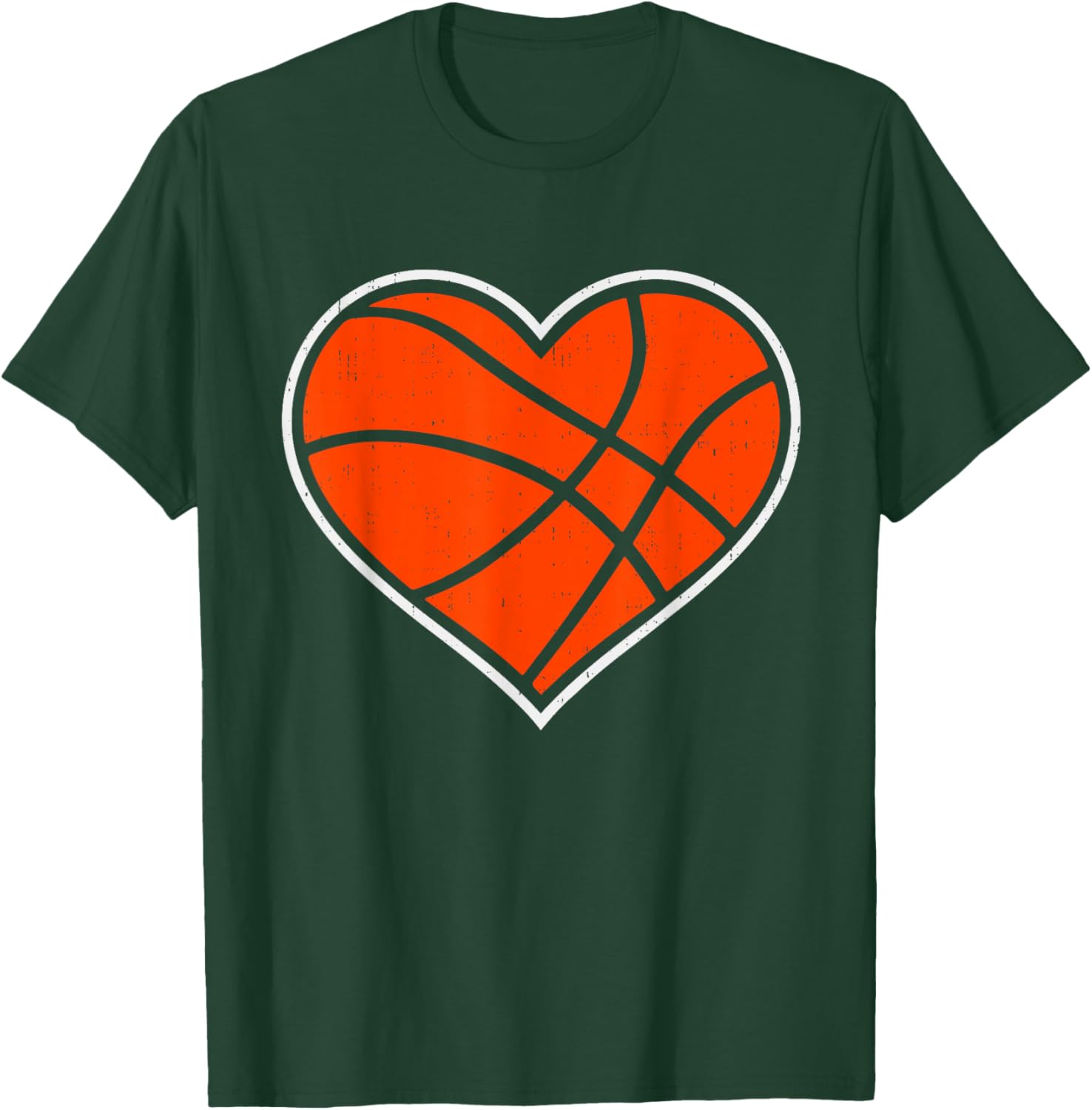 Basketball Heart Love Sport Valentines Day Men Women Boy Kid T-Shirt - T-Shirt | Forest