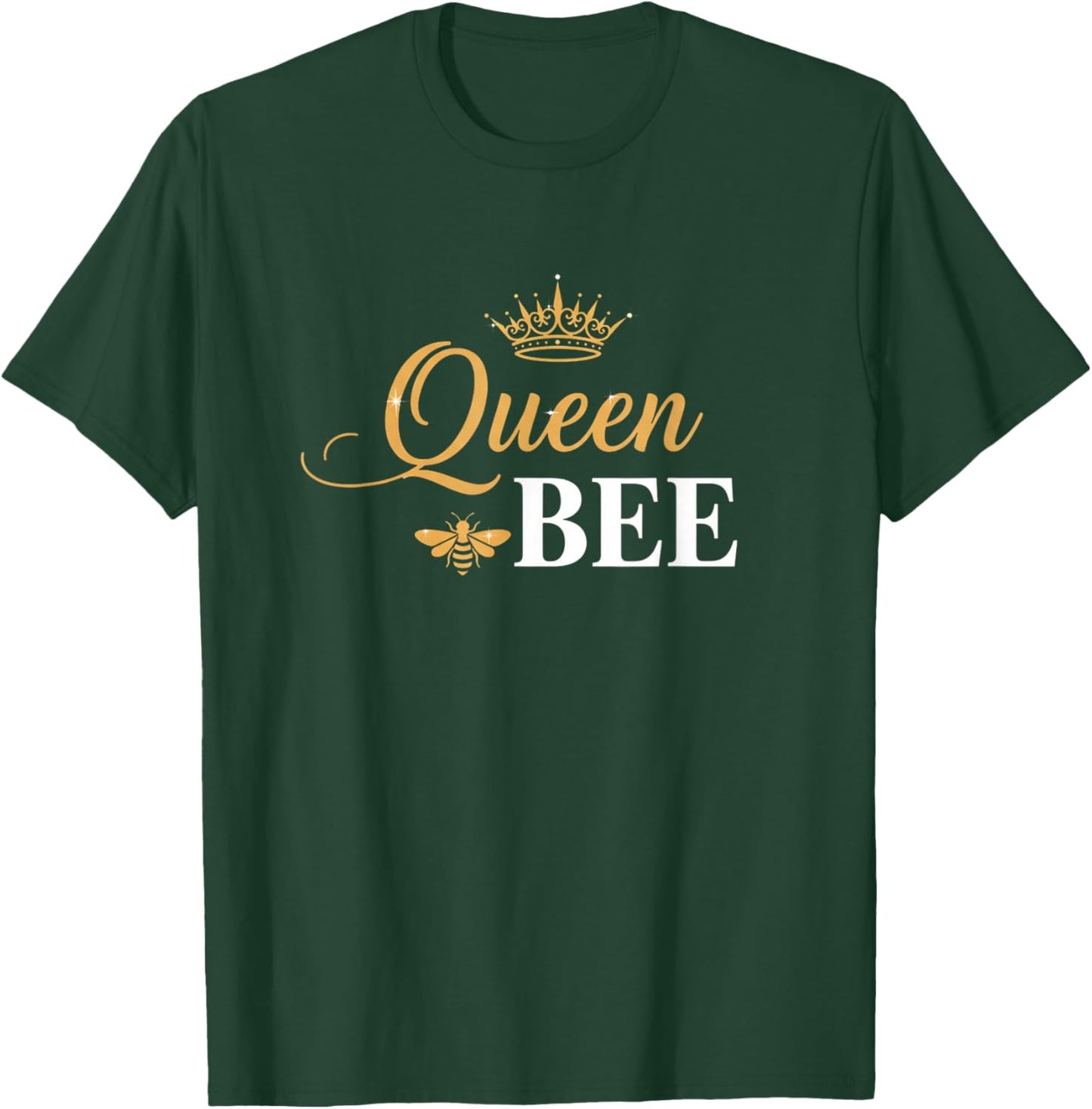 Queen Bee Crown Script Feminine Nature Insect Lover T-Shirt - T-Shirt | Forest