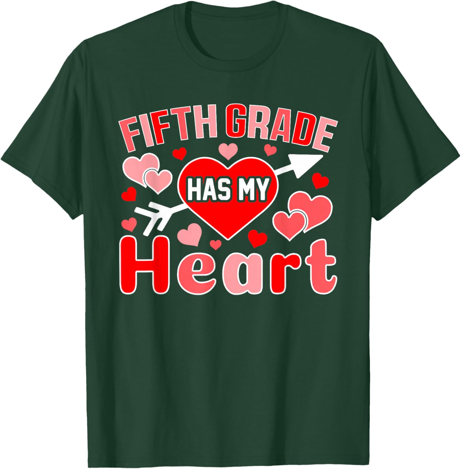 Fifth Grade Has My Heart Teacher Student Valentine's Day T-Shirt - T-Shirt | Forest