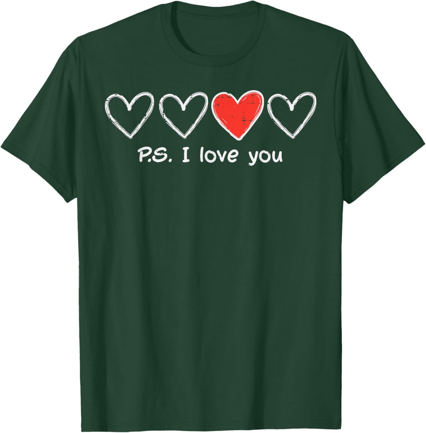 Valentines Day Hearts PS I Love You Cute Women Girls Kid Men T-Shirt - T-Shirt | Forest