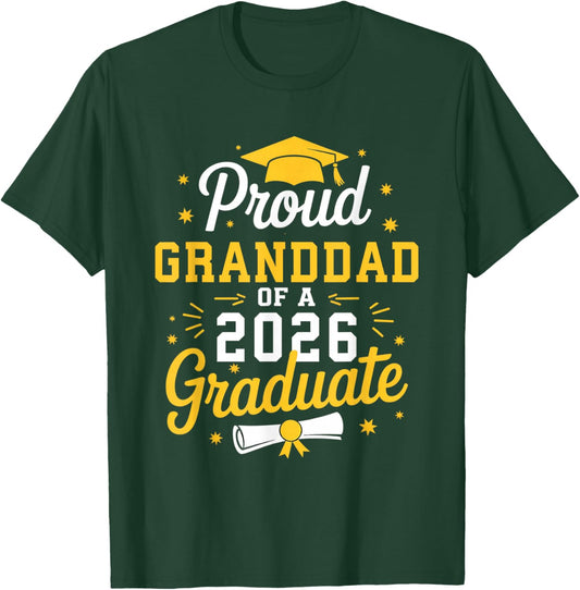 Proud Granddad of A 2026 Graduate Grad Senior Graduation T-Shirt - T-Shirt | Forest