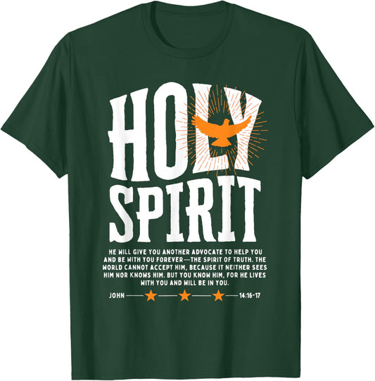 Holy Spirit John 14:16-17 Christian Faith Scripture T-Shirt - T-Shirt | Forest