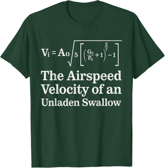 Airspeed Velocity of an Unladen Swallow Funny T-Shirt - T-Shirt | Forest