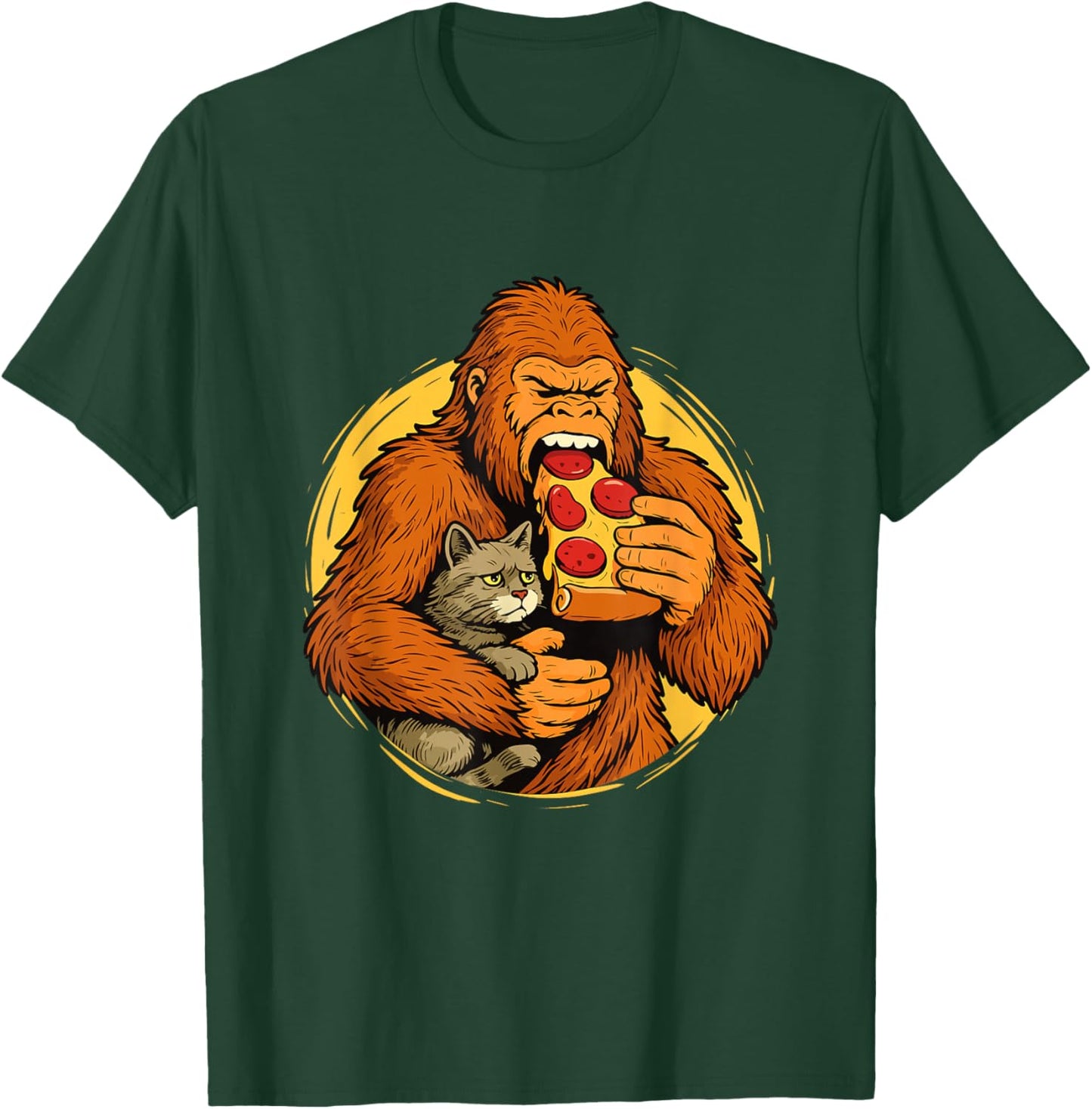 Bigfoot Eating Pizza - Italian Food Lover Pizza Baker T-Shirt - T-Shirt | Forest
