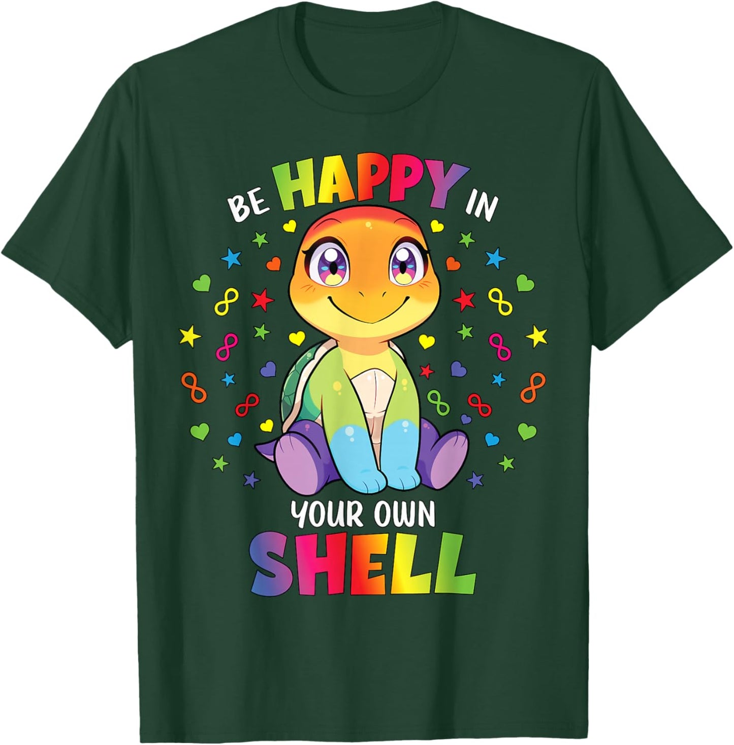 Be Happy in Your Own Shell Kids Autism Awareness Turtle T-Shirt - T-Shirt | Forest