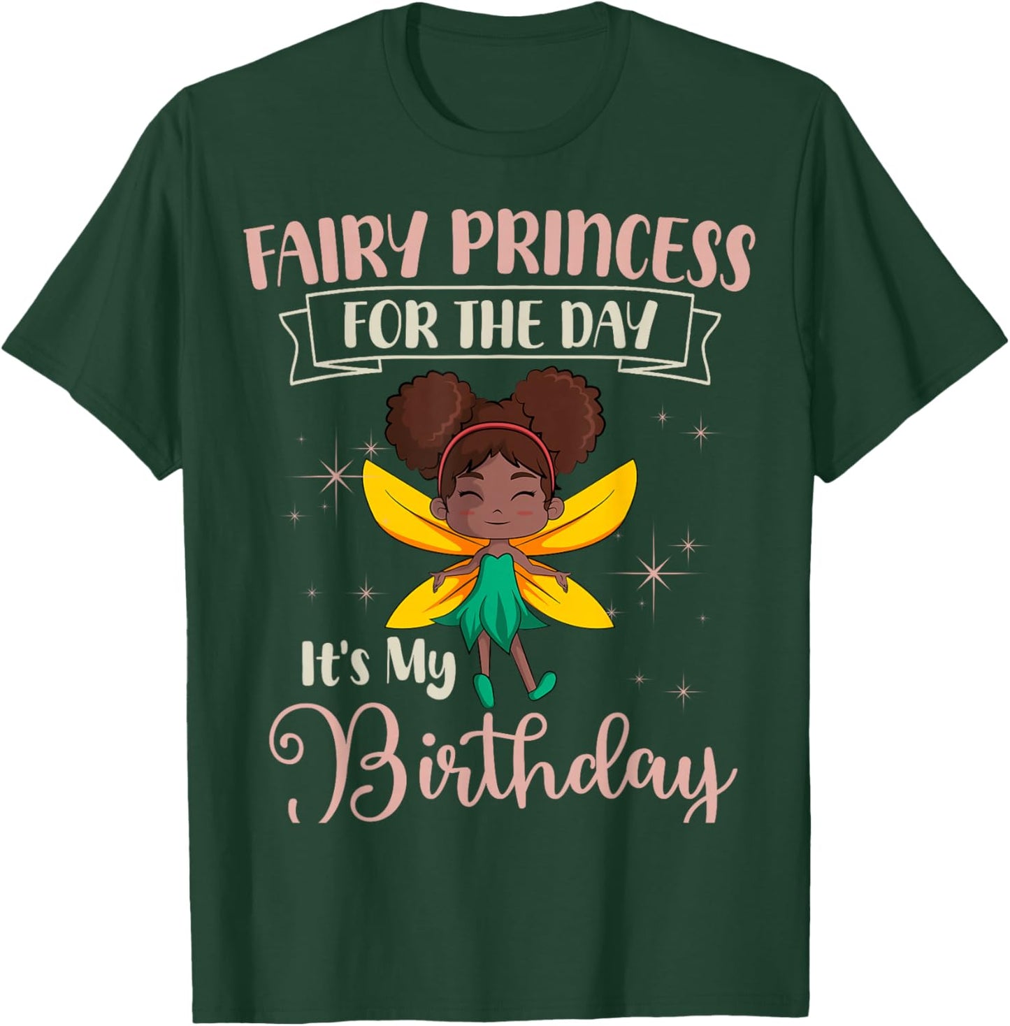 Fairy Birthday Party Magical Theme Pixie African American T-Shirt - T-Shirt | Forest