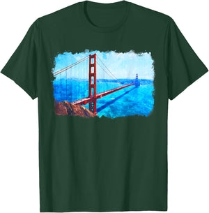 San Francisco Golden Gate Bridge California State SF City T-Shirt - T-Shirt | Forest