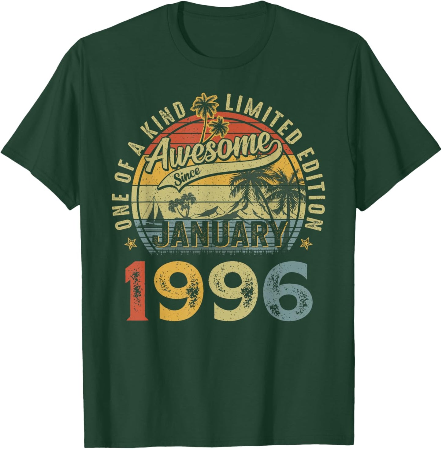 Awesome Since January 1996 Vintage Retro 30th Birthday Men T-Shirt - T-Shirt | Forest