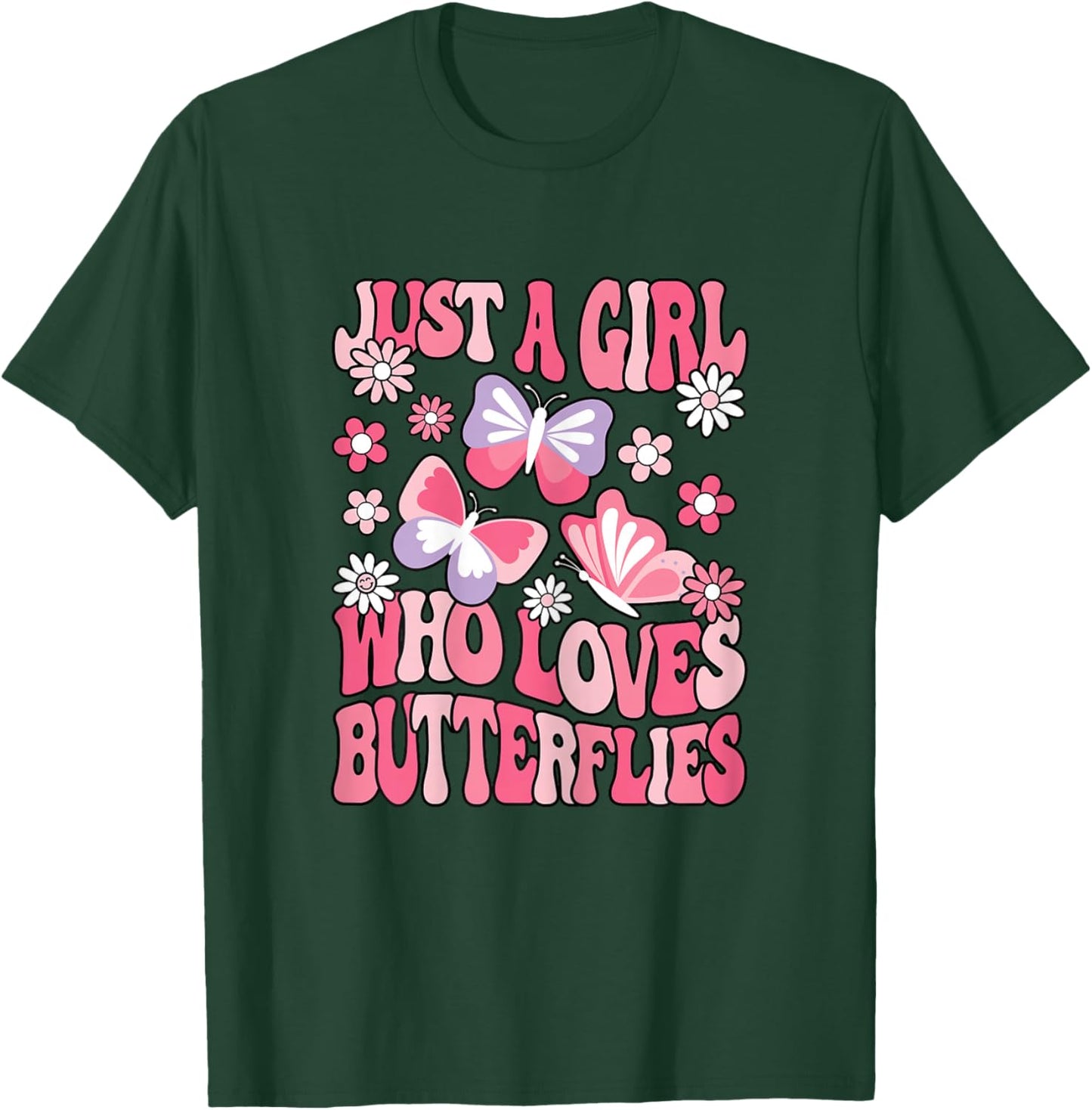 Just A Girl Who Loves Butterflies Butterfly Lover Girls Kids T-Shirt - T-Shirt | Forest