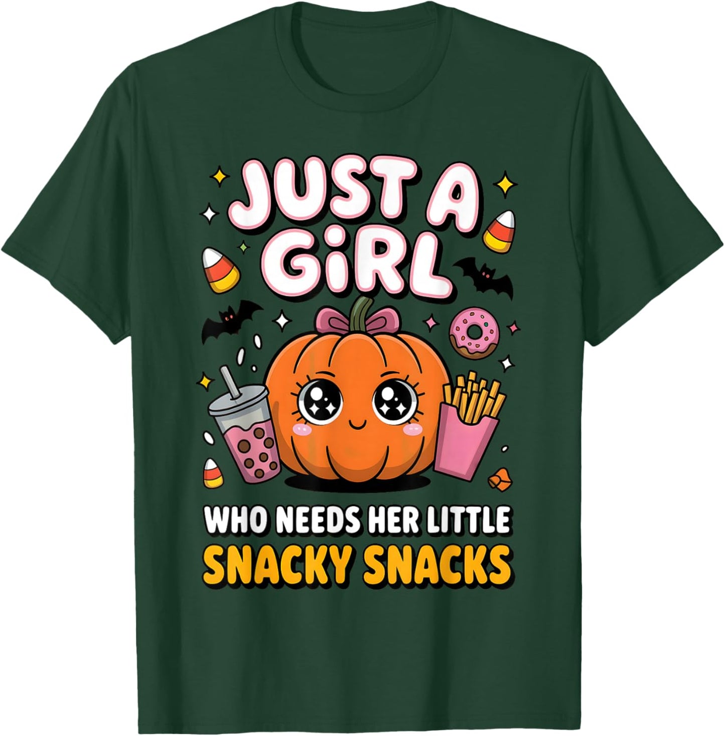 Just a Girl Snacky Snacks Shirt Halloween Food Lover Gifts T-Shirt - T-Shirt | Forest