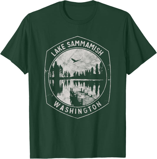Vintage Lake Sammamish Washington Outdoors Vacation T-Shirt - T-Shirt | Forest