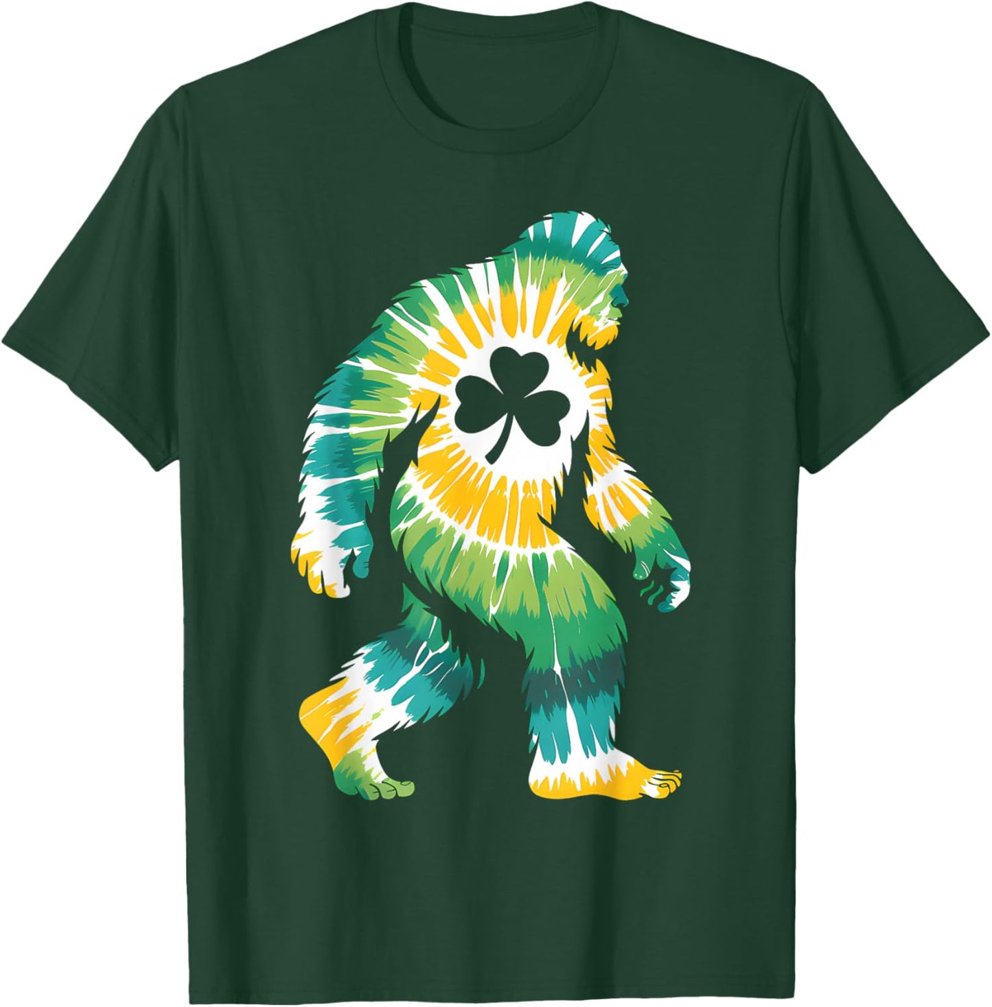Tie Dye St Patricks Day Bigfoot Sasquatch Shamrock Funny T-Shirt - T-Shirt | Forest