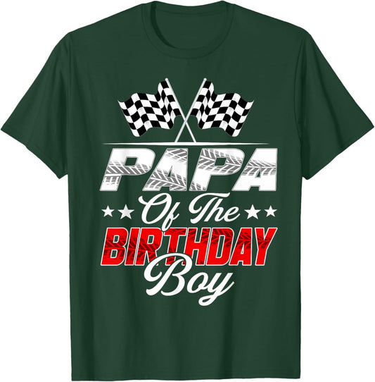 Race Car Papa of The Birthday Boy Racing Family Pit Crew T-Shirt - T-Shirt | Forest