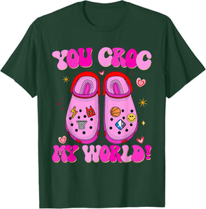 Retro You Croc My World Funny Valentine T-Shirt - T-Shirt | Forest