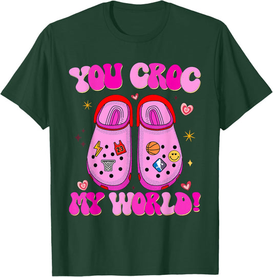 Retro You Croc My World Funny Valentine T-Shirt - T-Shirt | Forest