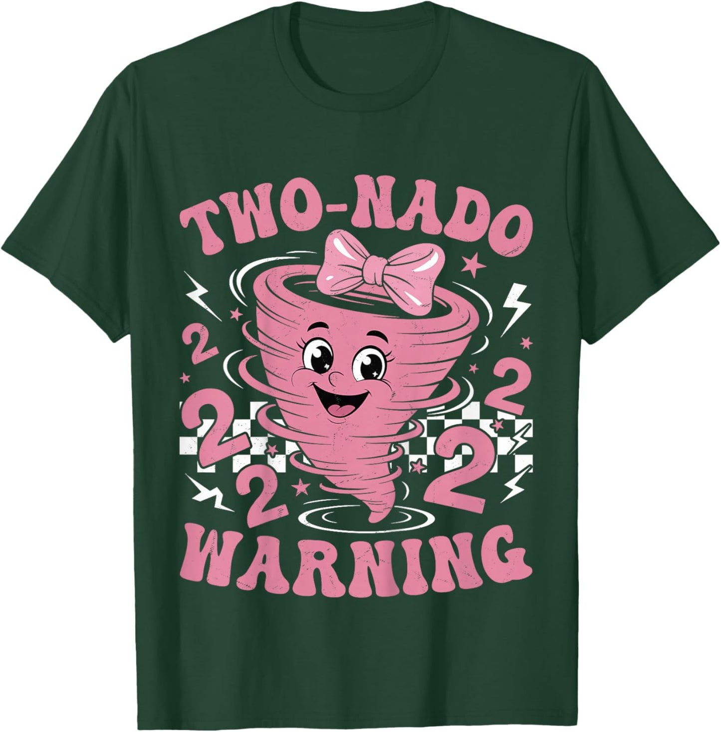 Two Nado Warning Coquette Bow 2nd Birthday 2 Year Old Girls T-Shirt - T-Shirt | Forest