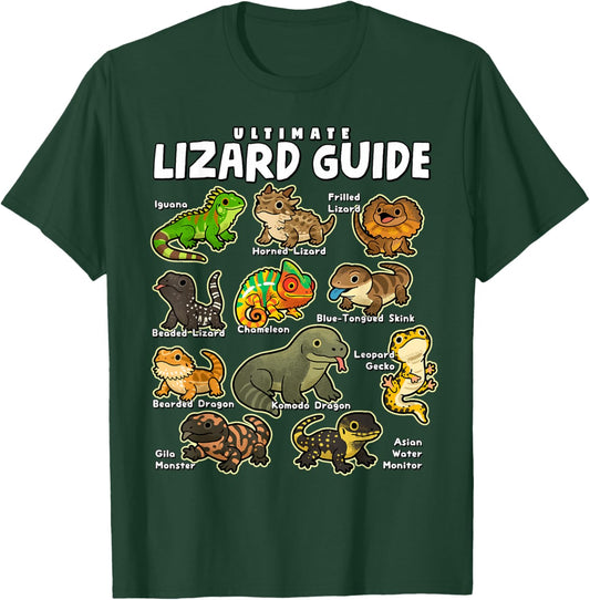 Ultimate Lizard Guide Cute World Lizards Reptile Herpetology T-Shirt - T-Shirt | Forest