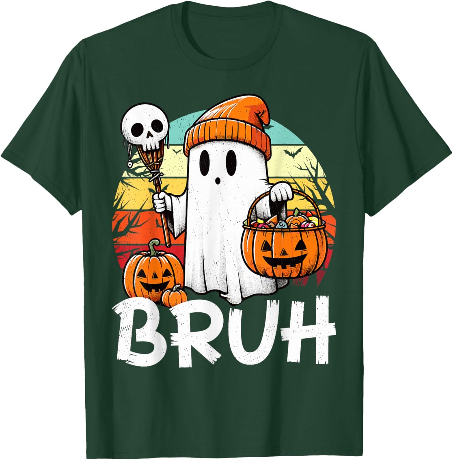 Bruh Ghost Funny Halloween Boo Spooky Halloween Bruh Ghost T-Shirt - T-Shirt | Forest