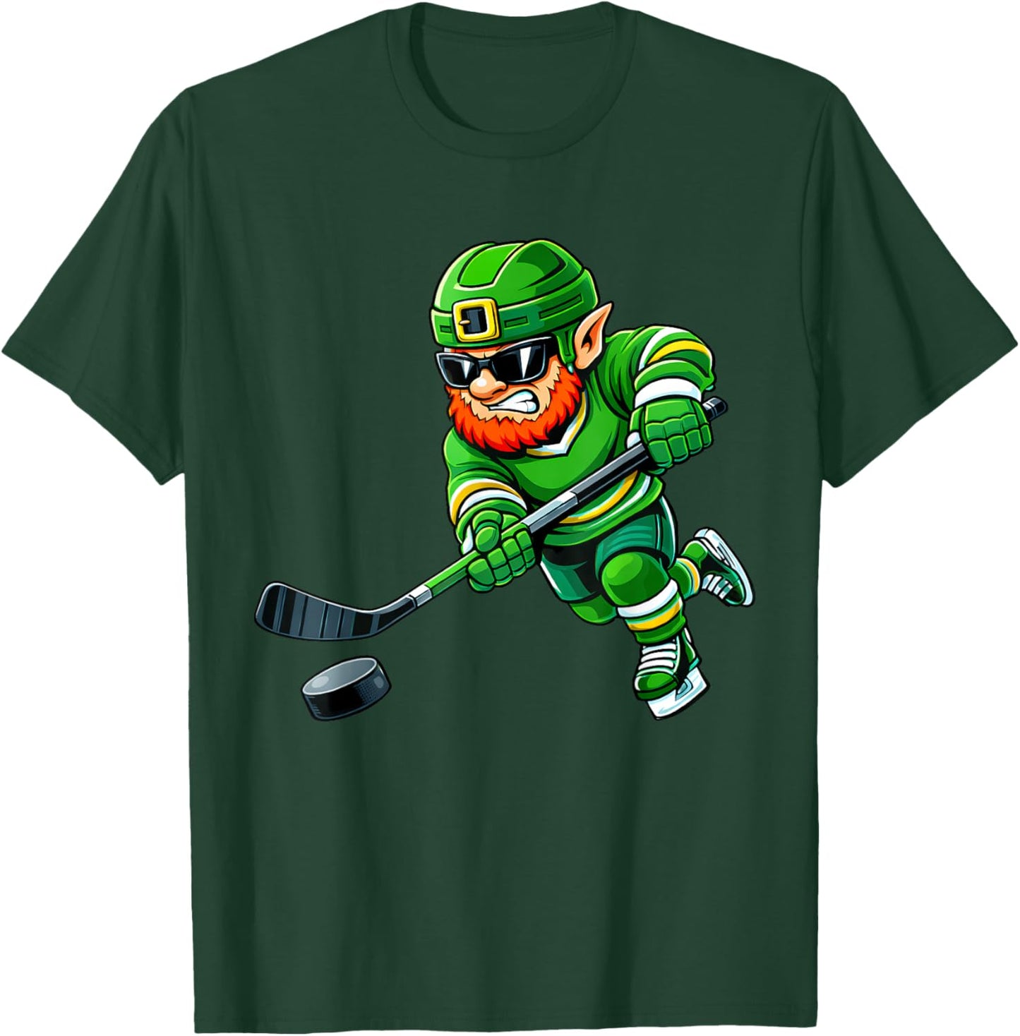 Ice Hockey St Patricks Day Boys Kids Sport Green Leprechaun T-Shirt - T-Shirt | Forest