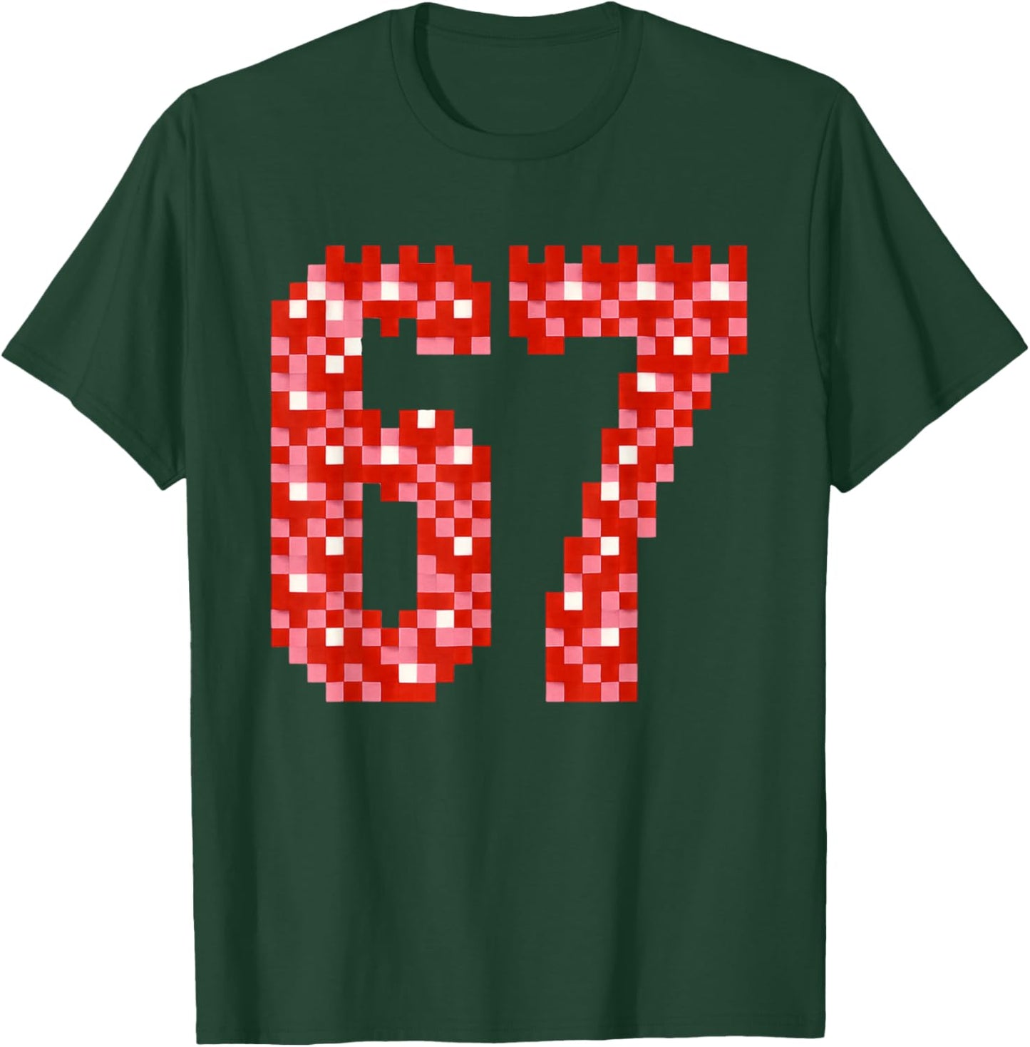 67 Valentine's Day Pixel Heart Mosaic Cute Six Seven Meme T-Shirt - T-Shirt | Forest