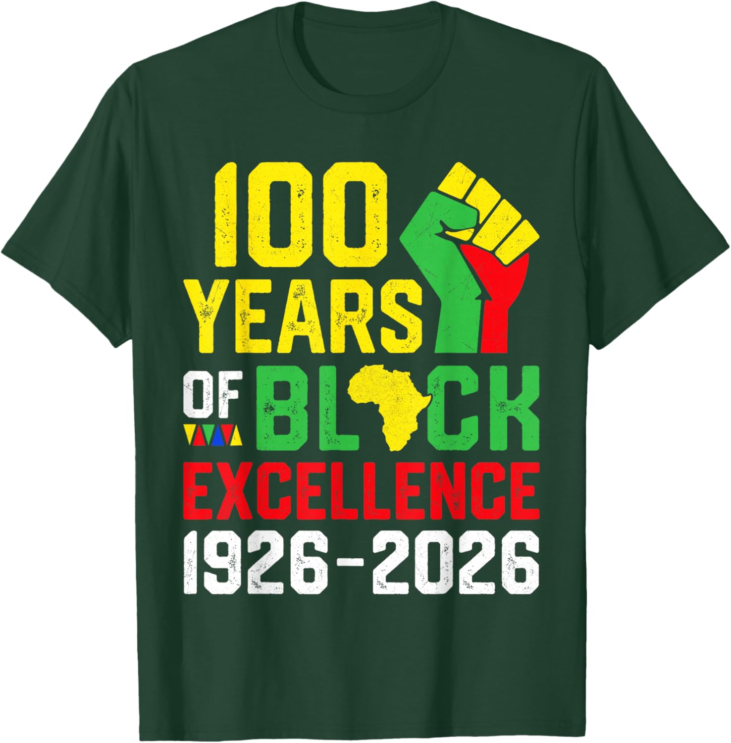 100 Years of Black Excellence Centennial Black History Month T-Shirt - T-Shirt | Forest