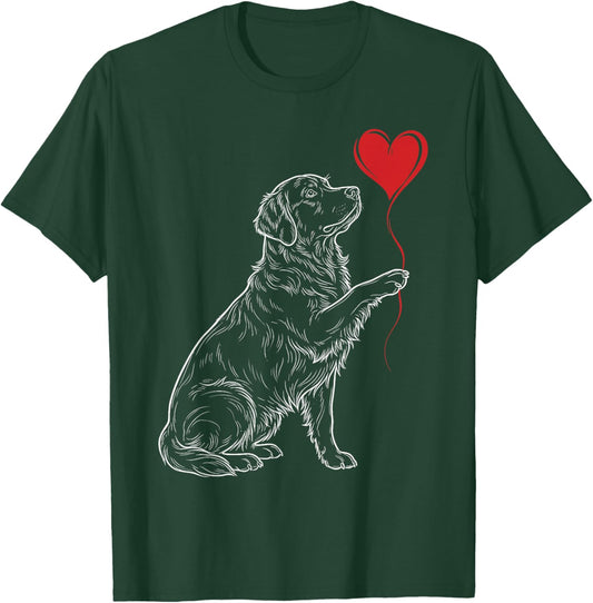Golden Retriever Lover Dog Art Holding Heart Valentines T-Shirt - T-Shirt | Forest