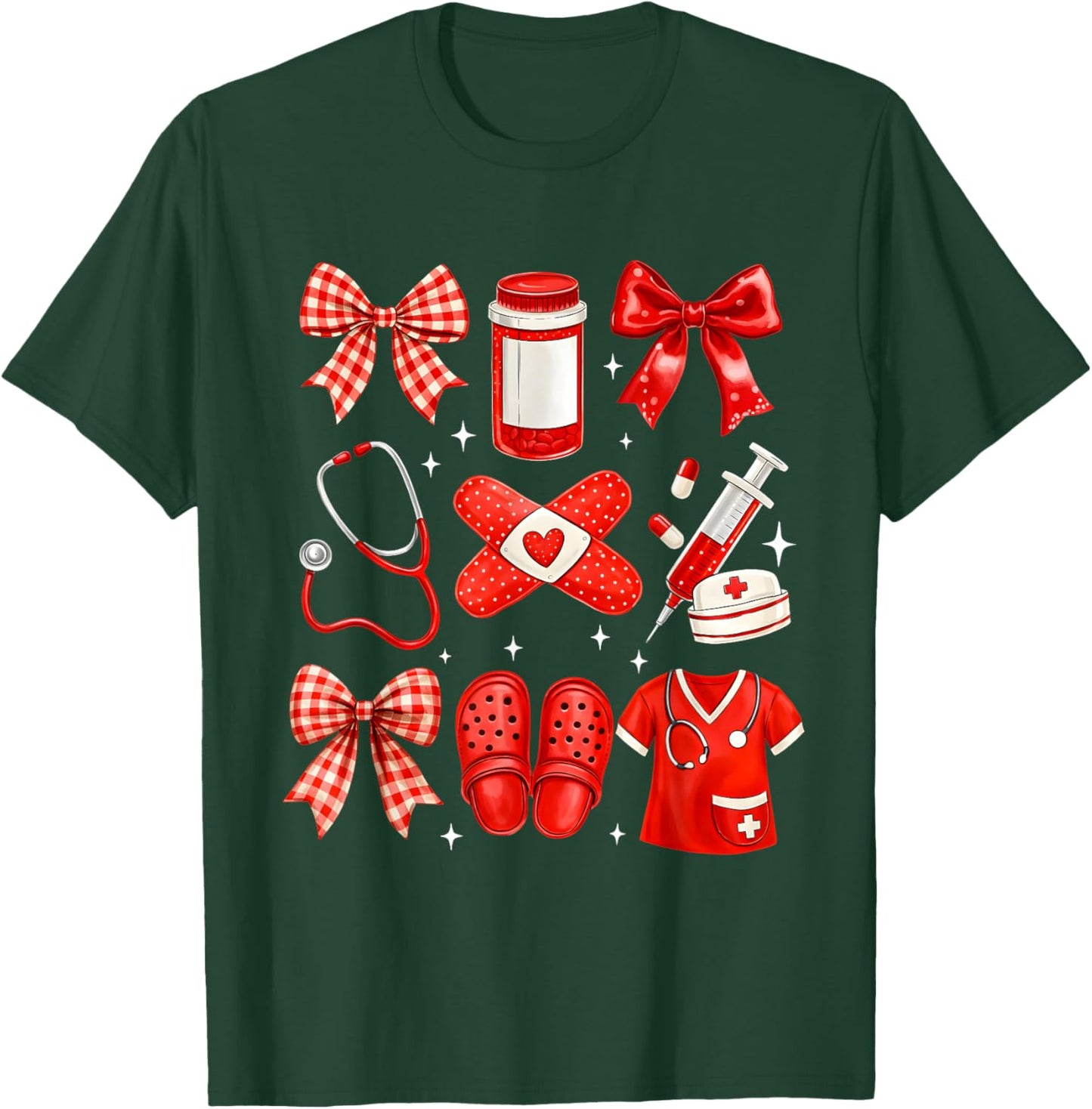 Nurse Valentines Cute Coquette Nursing T-Shirt - T-Shirt | Forest