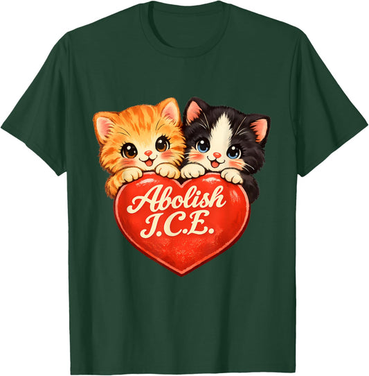 Abolish ICE Cat Valentines Day T-Shirt - T-Shirt | Forest